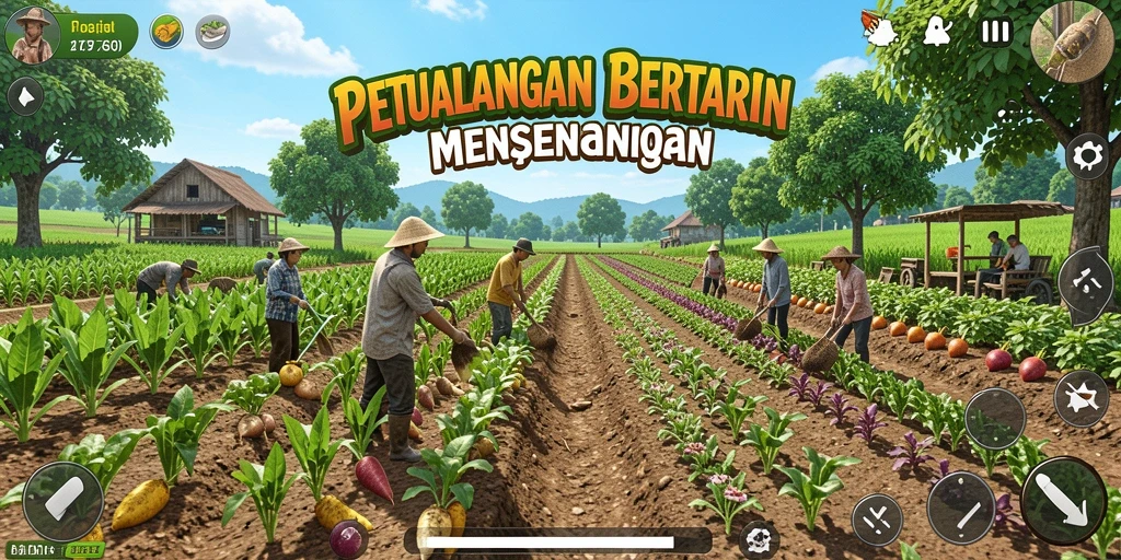 Tampilan gameplay menarik dari 2757 yang menampilkan aktivitas bertani.