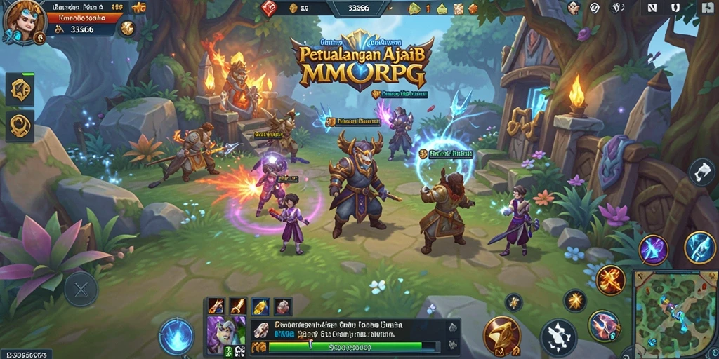 Tampilan screenshot gameplay menunjukkan karakter beraksi dalam pertempuran MMORPG.