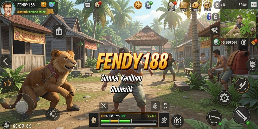 Screenshot gameplay FENDY188 menampilkan interaksi sosial yang dinamis dan lingkungan yang detail.