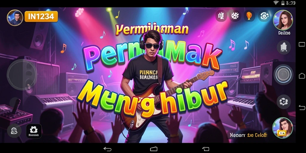 Tampilan gameplay IN1234 dengan berbagai pilihan lagu dan tantangan menarik.