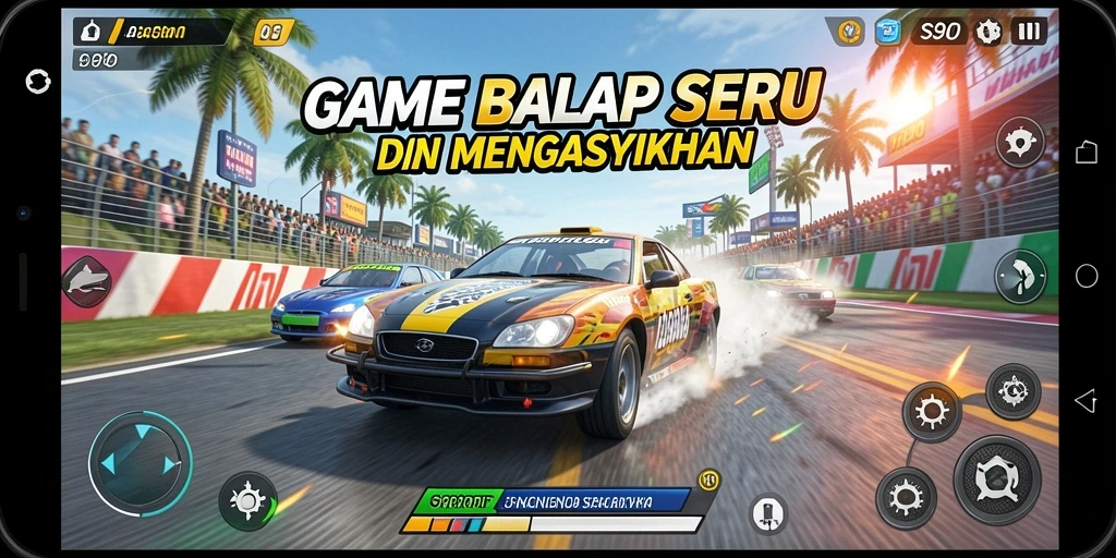 Tampilan gameplay S80 yang mendebarkan saat balap di lintasan.