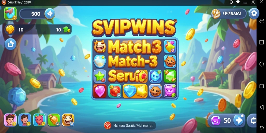 Gameplay seru dalam SVIPWINS dengan tantangan Match-3.