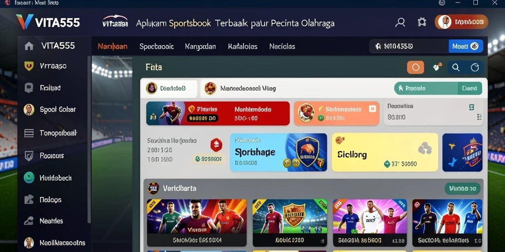Screenshot utama VITA555 menampilkan antarmuka taruhan olahraga yang intuitif.
